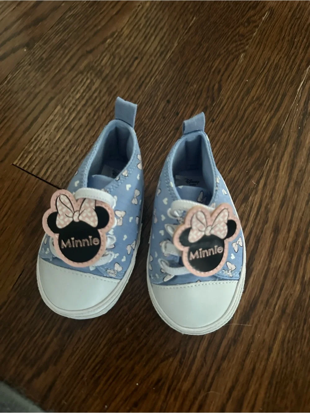 Disney Minnie Mouse Light Blue Heart Slip-On Baby Sneakers